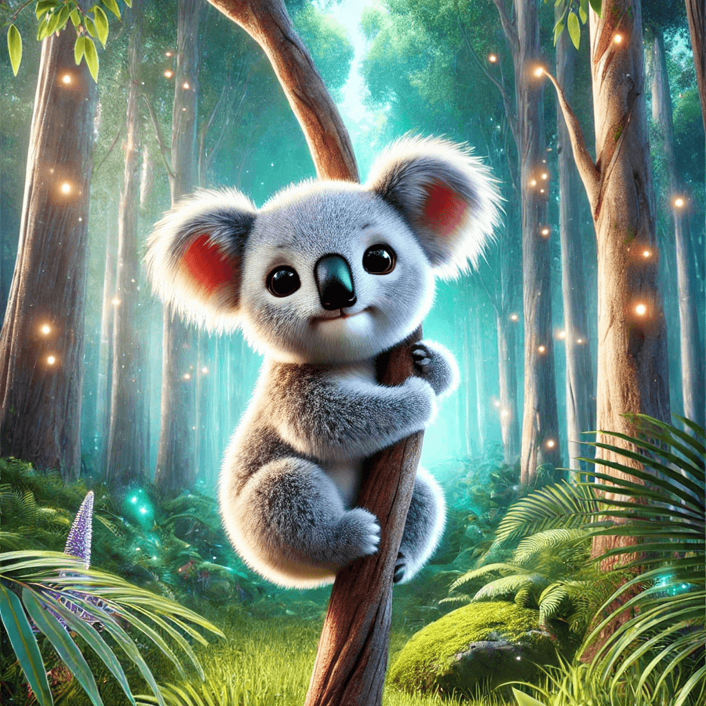 Baby coala in an eucalyptus forest